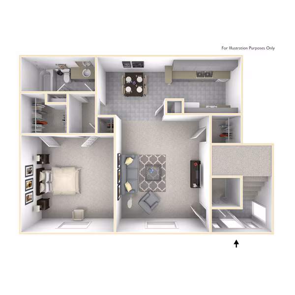 1 bedroom 1 bath 2-683 floor plan